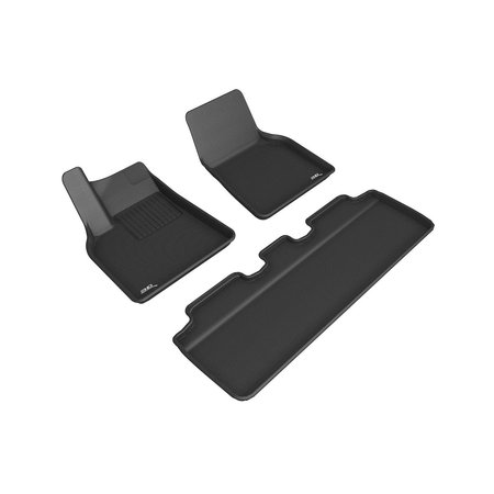3D MATS USA Custom Fit, Raised Edge, Black, Thermoplastic Rubber Of Carbon Fiber Texture, 3 Piece L1TL02701509